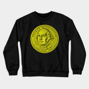 USA George Washington Coin in Yellow Crewneck Sweatshirt